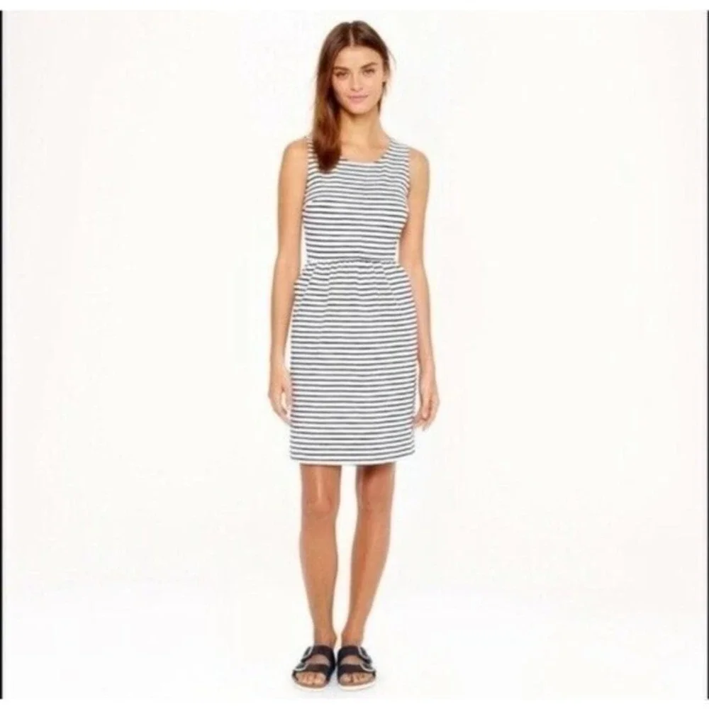 J. Crew Size medium Daybreak White Black Striped Dress Career Sleeveless #C4098